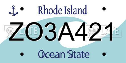 ZO3A421 Rhode Island License Plate