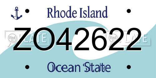 ZO42622 Rhode Island License Plate