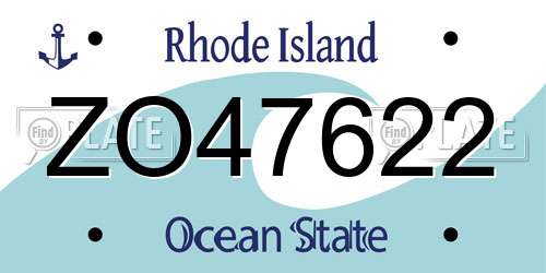 ZO47622 Rhode Island License Plate