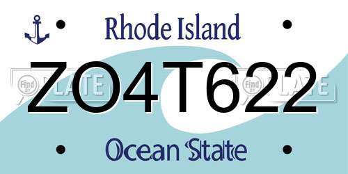ZO4T622 Rhode Island License Plate