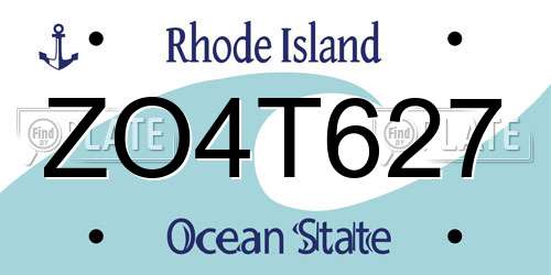 ZO4T627 Rhode Island License Plate