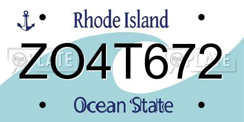 ZO4T672 Rhode Island License Plate
