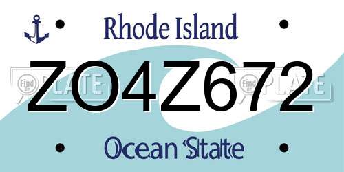 ZO4Z672 Rhode Island License Plate