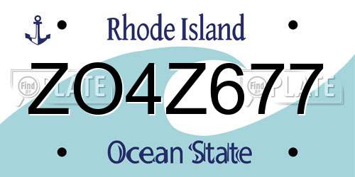 ZO4Z677 Rhode Island License Plate