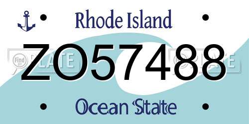 ZO57488 Rhode Island License Plate
