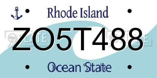 ZO5T488 Rhode Island License Plate