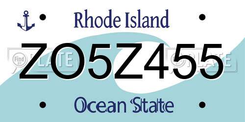 ZO5Z455 Rhode Island License Plate