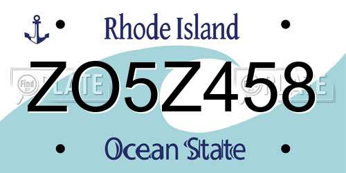 ZO5Z458 Rhode Island License Plate