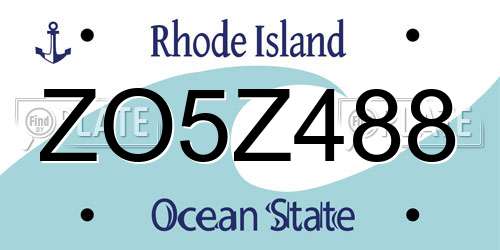 ZO5Z488 Rhode Island License Plate