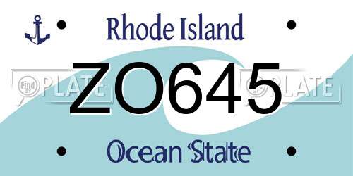ZO645 Rhode Island License Plate