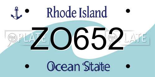 ZO652 Rhode Island License Plate