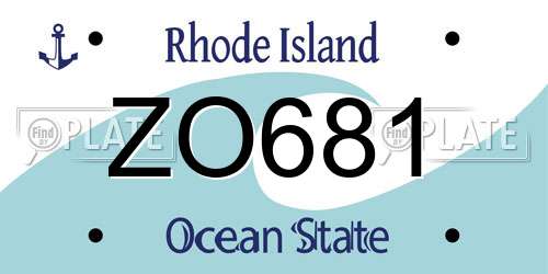 ZO681 Rhode Island License Plate