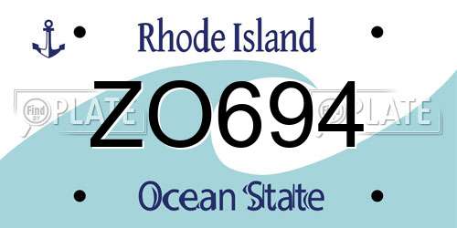 ZO694 Rhode Island License Plate