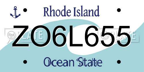 ZO6L655 Rhode Island License Plate
