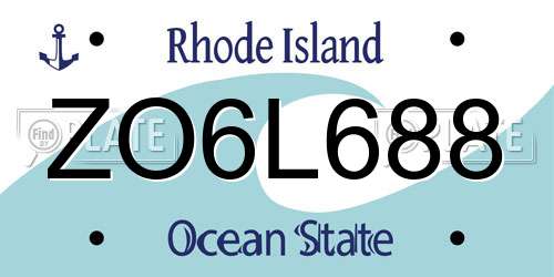 ZO6L688 Rhode Island License Plate