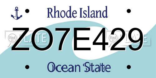 ZO7E429 Rhode Island License Plate