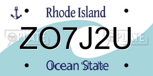 ZO7J2U Rhode Island License Plate