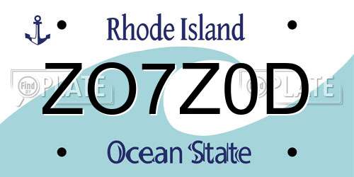 ZO7Z0D Rhode Island License Plate