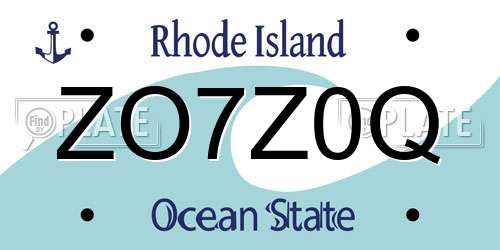 ZO7Z0Q Rhode Island License Plate