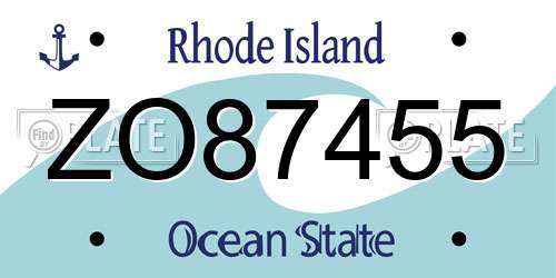 ZO87455 Rhode Island License Plate
