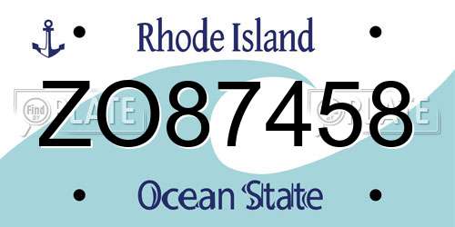 ZO87458 Rhode Island License Plate