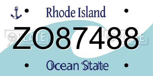 ZO87488 Rhode Island License Plate