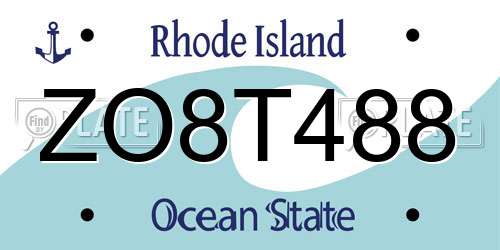 ZO8T488 Rhode Island License Plate