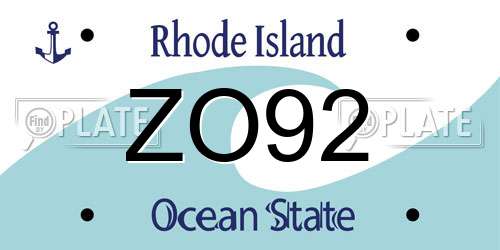 ZO92 Rhode Island License Plate