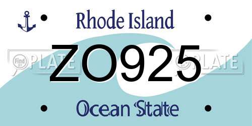 ZO925 Rhode Island License Plate