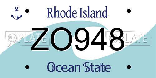 ZO948 Rhode Island License Plate
