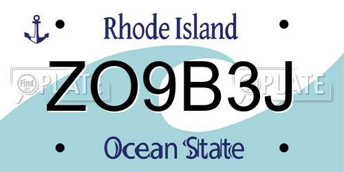 ZO9B3J Rhode Island License Plate