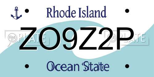ZO9Z2P Rhode Island License Plate