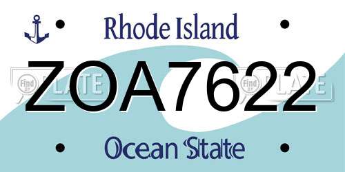 ZOA7622 Rhode Island License Plate