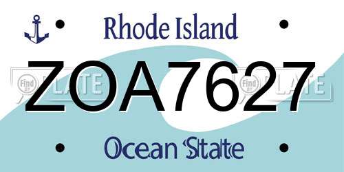 ZOA7627 Rhode Island License Plate