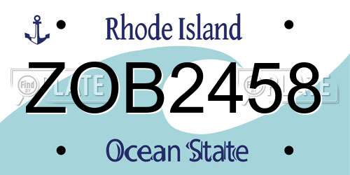 ZOB2458 Rhode Island License Plate