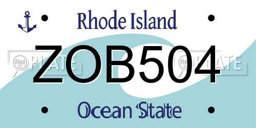 ZOB504 Rhode Island License Plate