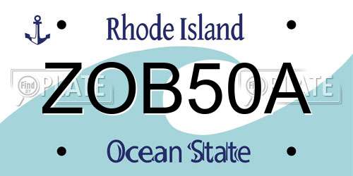 ZOB50A Rhode Island License Plate