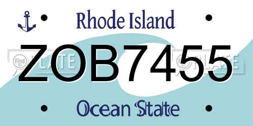 ZOB7455 Rhode Island License Plate
