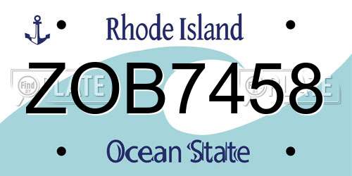 ZOB7458 Rhode Island License Plate