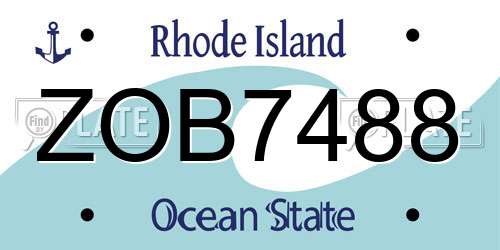 ZOB7488 Rhode Island License Plate