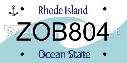 ZOB804 Rhode Island License Plate