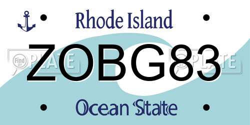 ZOBG83 Rhode Island License Plate