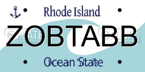 ZOBTABB Rhode Island License Plate