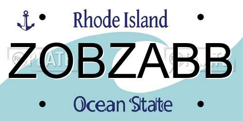ZOBZABB Rhode Island License Plate