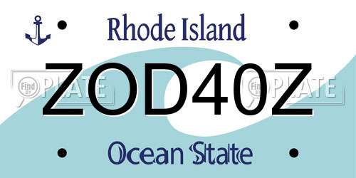 ZOD40Z Rhode Island License Plate