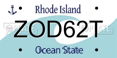 ZOD62T Rhode Island License Plate