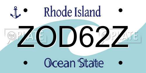 ZOD62Z Rhode Island License Plate