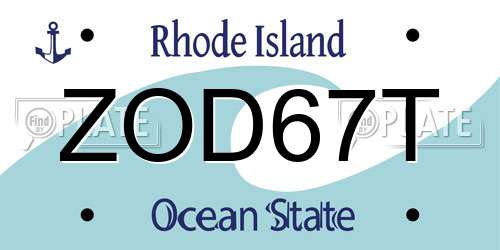 ZOD67T Rhode Island License Plate