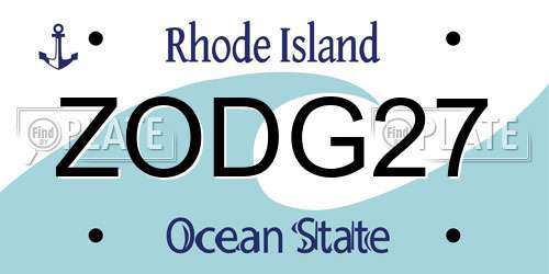 ZODG27 Rhode Island License Plate