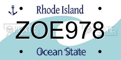 ZOE978 Rhode Island License Plate